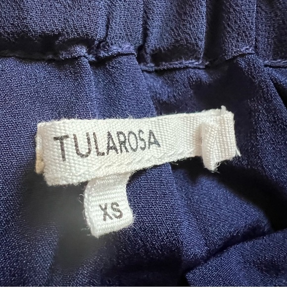 Tularosa navy blue white stripe cord accent ruffle skater mini skirt XS coquette - Picture 3 of 7